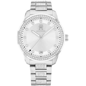 TOMMY HILFIGER DAMES ZILVEREN Wijzerplaat ROESTVRIJ STAAL & CRYSTALS ARMBAND HORLOGE - 1782757, ZILVER