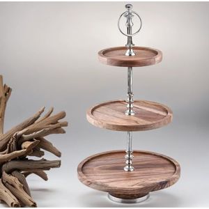 3 etagères van hout Amalie, rond, 50 cm groot, vintage cupcake-standaard als tafeldecoratie