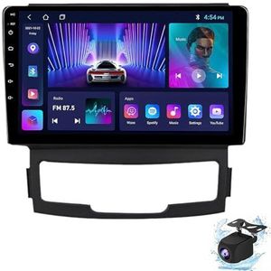 Android 14.0 2 Din Autoradio 9"" Touchscreen Auto Stereo voor SsangYong Korando 2010-2013 met Draadloze Carplay Android Auto GPS navigatie AHD Omgekeerd beeld Stuurwielbediening(P1(1G+32G))