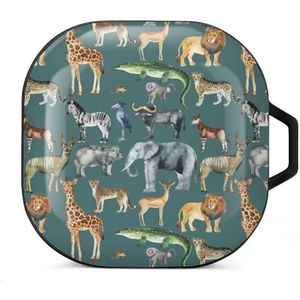 Wild Animals Oordopjes Hoesje Compatibel met Samsung Hard Shell Beschermhoes Zwart-Stijl