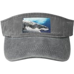 LAMAME 3D Shark Fish Gedrukt Lege Top Baseball Sun Cap Verstelbare Sport Cap, Grijs, 5-7