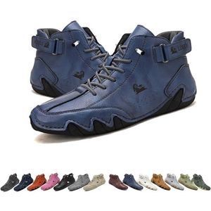 Dames Italiaanse Handgemaakte Suède Hoge Laarzen, Beck Schoenen Dames Waterdicht Buiten Antislip Lichtgewicht Ademend Chukka Laarzen Blote Voeten Schoenen For Wandelen En Wandelen (Color : blauw, Si