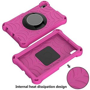 Tablet PC-hoes Compatible with Lenovo Tab M8 TB-8505 / TB-8705 (8.0 "") Tablet Case Kids Shock Proof Beschermkap met draaiende lichtgewicht en duurzame standaard, schouderriem Bescherming(ROSE RED)
