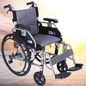 PA-DABAOO Lichtgewicht Aluminium Legering Rolstoel, Opvouwbare Transportrolstoel, Draagbare Zelfrijdende Rolstoel, Ultralichte Volwassen Rolstoel Voor Ouderen Gehandicapten,Grijs