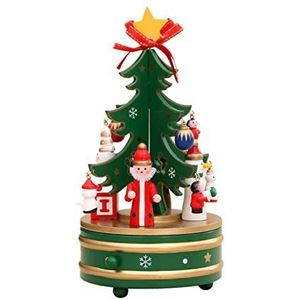 muziekdoosjes Houten kerstboom roterende muziekdoos for Kerstmis Nieuwjaar Geschenken Kinderen Meisjes Jongens Kamerdecoratie for familie opbergdoos
