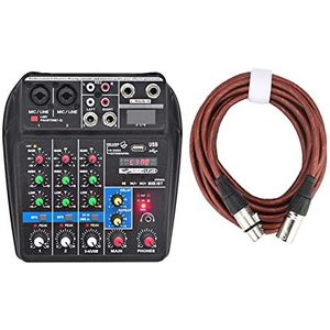 Audiomixer, Sound Mixing Console Bluetooth USB Record Computer afspelen Phantom Power Delay Repaeat Effect 4 kanalen USB Audiomixer A4 Eenvoudig te gebruiken en te bedienen (Color : A4-E-U 1pcs 5M)