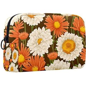 Cosmetische tas voor dames,kleine make-uptas voor portemonnee,Vintage gele bloemen,Cosmetische reistas,make-uptasje