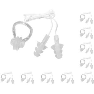 10 Set van 2 Stuks Volwassenen Oor Stopper Neus Clips Set Vrouwen Mannen Zwemmen Surfen Duiken Siliconen Zachte Oordopje Kit Onderwater Sport Wit
