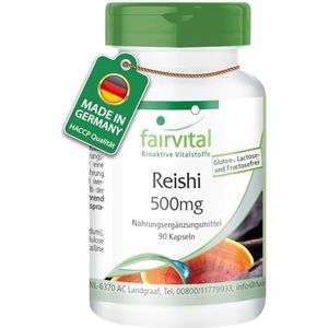 Fairvital | Reishi capsules 500mg - HOOG GEDOSEERD - VEGAN - 90 capsules - reishi paddenstoel poeder - Ling Zhi