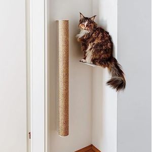LucyBalu® Catwalk XL Kattenkrabpaal voor aan de muur, krabpaal voor wandmontage, kattenklimwand, krabmeubel, krabpaal voor katten van sisal, natuurlijke krabpaal, sisalstam, XL, wit/zand