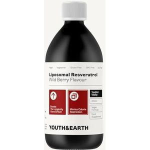 Youth & Earth Liposomal Resveratrol 200 mg Wild Berry 250 ml – Sirtuin Activation – Mimics Calorie Beperking