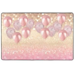 FRGMNT Roze glitter ballon print ultra zacht vloertapijt, luxe lounge gebied tapijt ideaal voor woonkamer, slaapkamer, kinderkamer