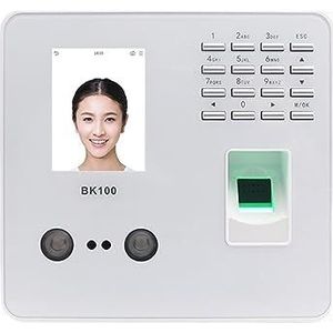 Inklokken in Machine, BK100 USB TCP Biometrische vingerafdruk Gezichtsherkenning Werknemer Tijdregistratie Machine Prikklokrecorder Kantoorponsklok(Color:BK100)