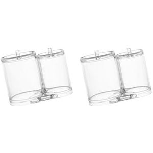 Katoenen wattenstaafje opbergdoos 2 sleuven katoenen bal organisator acryl cosmetische make-up pad houder met deksel, Set van 2 (veelkleurig), as description, als beschrijving