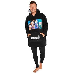 Dragon Ball Z Deken hoodie voor heren en tieners - gezellige oversized fleece hoodie eenheidsmaat sherpavoering - cadeau voor mannen, zwart, Zwart, one size
