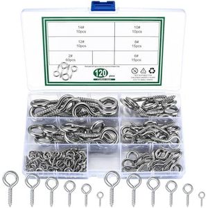 120 stuks Oogschroeven, Schroefogen met Houtschroefdraad, Ringschroeven, Oogschroeven Schroefhaken voor Hout, Handwerk, Meubels, Vernikkeld Metaal