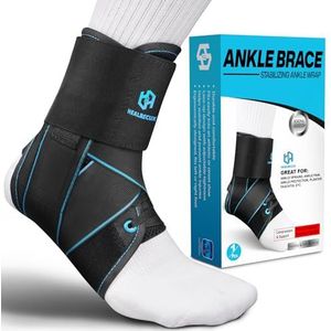 Healrecux Enkelbandage voor dames en heren, verstelbare bandage enkelgewricht, enkelstabilisator, voetbandage voor fasciitis plantaris, hardlopen, voetbal, sport beschermen - M