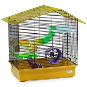 decorwelt Hamsterstokken, geel, buitenmaten, 58,5 x 38,5 x 55 cm, knaagkooi, hamster, plastic kleine dieren, kooi met accessoires