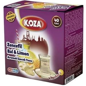 KOZA Instant Drankpoeder Stick, afzonderlijk verpakt, verpakking van 40 stuks, poeder voor warme of koude dranken, Turkse thee, vruchtenthee, cay, theepoeder, kruidenthee, vitamine C (honing, gember