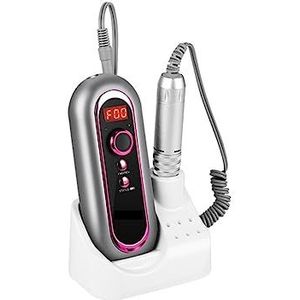 Nagelvijl elektrisch, Elektrische nagelboormachine, 30000 RPM nagelboormanicureset, oplaadbare salongel nagellakschuurmachine Professioneel gereedschap(Sliver)