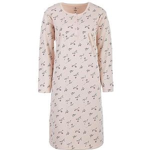 Zeitlos Nachthemd dames thermo lange mouwen bloemen knoopsluiting paspel, apricot, M