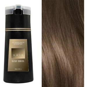 Donkerbruine haarkleurshampoo voor grijs haar, botanische formule, geen schade aan het haar, direct haarkleurshampoo voor mannen en vrouwen, 2-in-1 (lichtbruin)