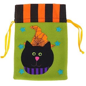 Halloween Candy Bag Decoratie - Leuke Trick Or Treat Candy Handtas Voor Home Party - Halloween Jute Gift Bags Met Spooky Ornamenten(Groente)