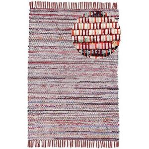 carpetfine Vloerkleed Plat Geweven Kilim Chindi Rood 120x170 cm | Modern tapijt voor woonkamer en slaapkamer
