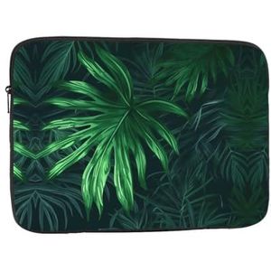 Laptophoes voor vrouwen, groene tropische jungle, plantenprint, slanke laptophoes, notebookhoes, schokbestendig, beschermend notebookhoesje 47 cm