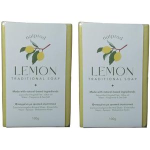 Natprod Griekse Pure Natuurlijke Zeep Bars met CITROEN voor Face Body Hair Bath - 2 stuks x 100g