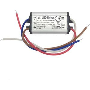 LED-driver, 600 mA, constante stroom, hoge vermogensfactor, 3 W, 10 W, 20 W, 30 W, 40 W, 50 W, 60 W, 1-2 x 3 W, 3-10 x 3 W, 10-18 x 3 W, 18-30 x 3 W, voeding voor lampverlichting (kleur: IP6