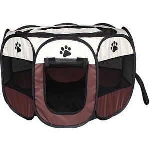 Draagbaar hondenhuis Opvouwbare huisdiertent Outdoor hondenhuis Achthoekige kooi for kattenbox Puppy Kattenkennel Eenvoudige bediening Hek (Color : Coffee, Size : 74X74X43cm)