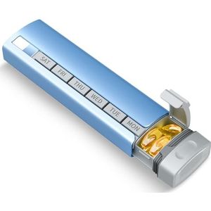 Reispillenorganisator wekelijks, 1 keer per dag, upgrade premium aluminiumlegering dagelijkse pillendoos 7 dagen, draagbare metalen pillenetui, schattige pillenhouder om vitamines, medicijnen, pillen