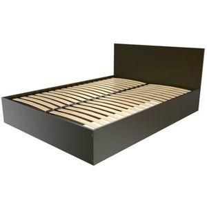 ABC MEUBLES - Boxspringbed van hout, 2-zits met hoofdeinde, COFFRE2T, Wengé, 140 x 200 cm