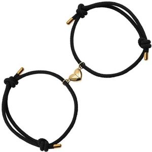 Joybands | Partner- en vriendschapsarmbanden | set van 2 | magnetische roestvrijstalen harthelften – inclusief geschenkverpakking | voor koppels en geliefden, anpassbar, Roestvrij staal