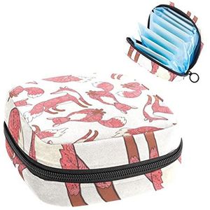 Vrouwen Maandverband Pads Handtas Dames Menstruatie Cup Pouch Meisjes Draagbare Tampon Opbergtas Forest Fox Periode Pouch met Rits, Meerkleurig, 4.7x6.6x6.6 in/12x17x17 cm, Toilettas