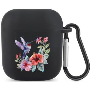 Kolibries Bloemen Leuke Case Voor AirPods 2&1 Schokbestendige Beschermende Hoofdtelefoon Gevallen Cover Met Sleutelhanger Voor Mannen Vrouwen