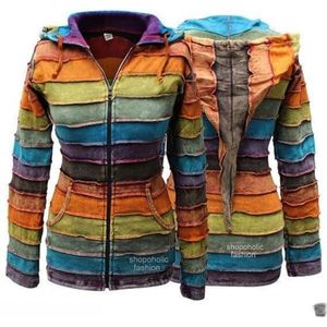 Shopoholic Fashion Vrouwen Stone Washed Hippy Rainbow Stripe Rib Hoodie, Meerkleurig, 3XL