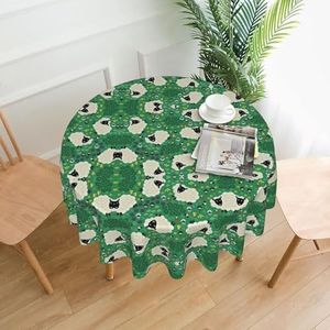 OTTKGGA Leuke Cartoon Schapen 60 inch Ronde Tafelkleed Decoratieve Tafelhoes Waterdichte Wasbare Partijen Bruiloften Home Decor