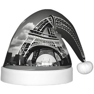 SSIMOO Parijs Eiffeltoren en wolk heerlijke kinderen pluche kersthoed - vakantie decoratieve hoed voor feesten, feestelijk plezier en meer