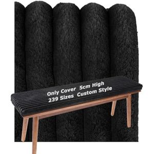 Terras Kussenhoes Op Maat Bankkussenhoezen Buiten Bankkussensloop Met Rits Stoelkussen Kussen Hoezen Voor Caravan Zitkussen Erker Hoes 5cm Hoogte Pluche Velvet Winter(Zwart,150x55 cm)