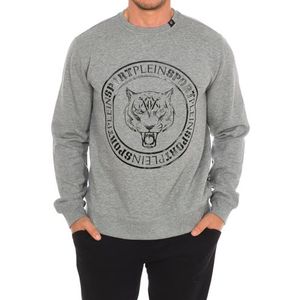 Plein Sport FIPSG603 Sweatshirt voor heren met lange mouwen en ronde hals, Grijs, S