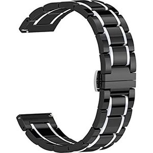 20mm 22mm 24mm Luxe Keramische band geschikt for de Samsung Galaxy 3 horloge 46mm 42mm Gear S3 Strap Active 2 40 44mm Smart horloge Ceramic Strap (Color : Black white, Size : 20mm)