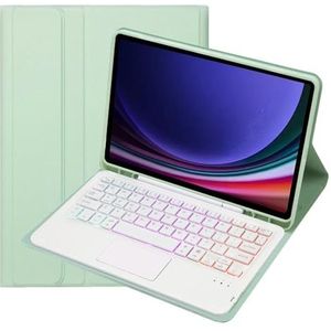 Toetsenbordhoes voor Samsung Galaxy Tab A11+ Plus 11"" 2025, 7-Kleuren Achtergrondverlichting, Magnetisch Afneembaar Draadloos Toetsenbord met S-Penhouder,Groen