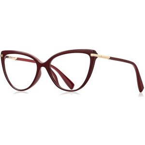 kachawoo Blue Light Blocking Bril Vrouwen Fashion Eyeglazen Cat Eye Bril Frame TR90 Eyewear Half Metaal, Rood Met Helder, Large