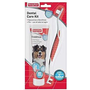 Beaphar Dental Care Kit voor honden, 1 tandenborstel + 1 tandpasta, complete tandverzorgingsset voor een effectieve reiniging, anti-plak en tandsteen, geschikt voor alle maten, eenvoudig te bedienen