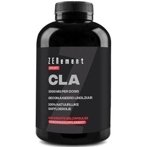 CLA Geconjugeerd Linolzuur 3000 mg per dosis – 200 snelopneembare softgels van saffloerolie 80 % (2 maanden) – Sportsupplement – Hoge Concentratie – Zenement