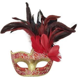 SAVOMA Kerstmis Halloween veren masker carnaval geest masker (kleur: 4 goud rood)