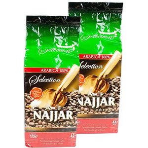 Najjar Arabische mokka koffie gemalen met kardemom in set van 2 à 450 g verpakking