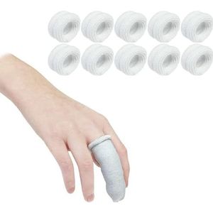 Vingerbandage in buisvorm voor letsel of zwellingen van de vingers, eerste hulp (10 stuks, wit/blauw)